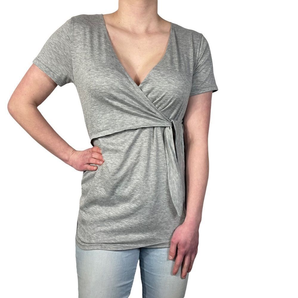 Molliya Grey V neck Wrap Maternity Top